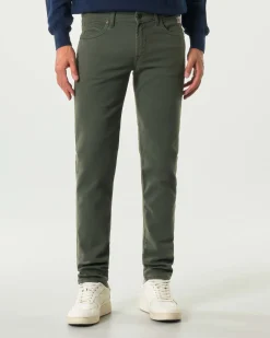 Pantaloni cinque tasche 517 Roy Roger's slim-fit verde militare in softbull di cotone stretch