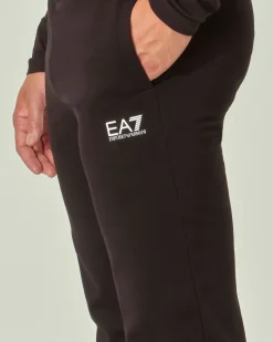 Pantaloni EA7 neri in felpa leggera con logo piccolo