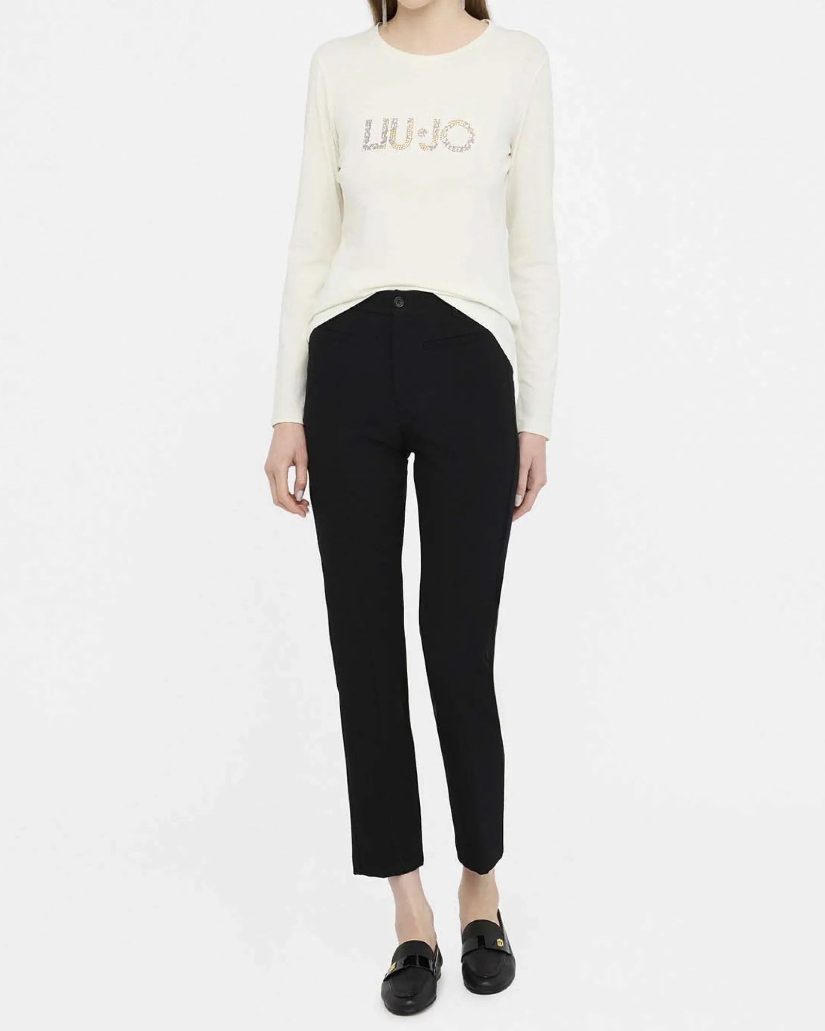 Pantaloni eleganti Liu Jo Jeans neri con tasche a filetto davanti