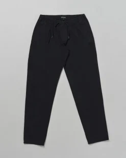 Pantaloni Emporio Armani carrot fit blu in cotone con coulisse