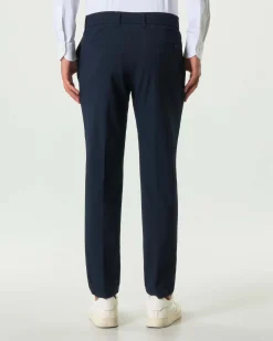 Pantaloni Genius Boss blu slim-fit in tessuto tecnico stretch