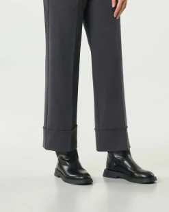 Pantaloni grigi alla caviglia Emme Marella con risvolto al fondo
