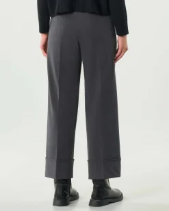 Pantaloni grigi alla caviglia Emme Marella con risvolto al fondo