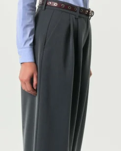 Pantaloni Hlo! grigio antracite dalla linea baloon in misto viscosa con doppia pince