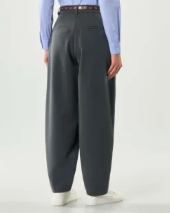 Pantaloni Hlo! grigio antracite dalla linea baloon in misto viscosa con doppia pince