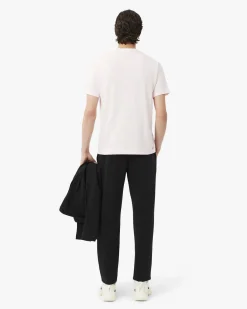 Pantaloni Lacoste neri in felpa di cotone con dettagli in mesh