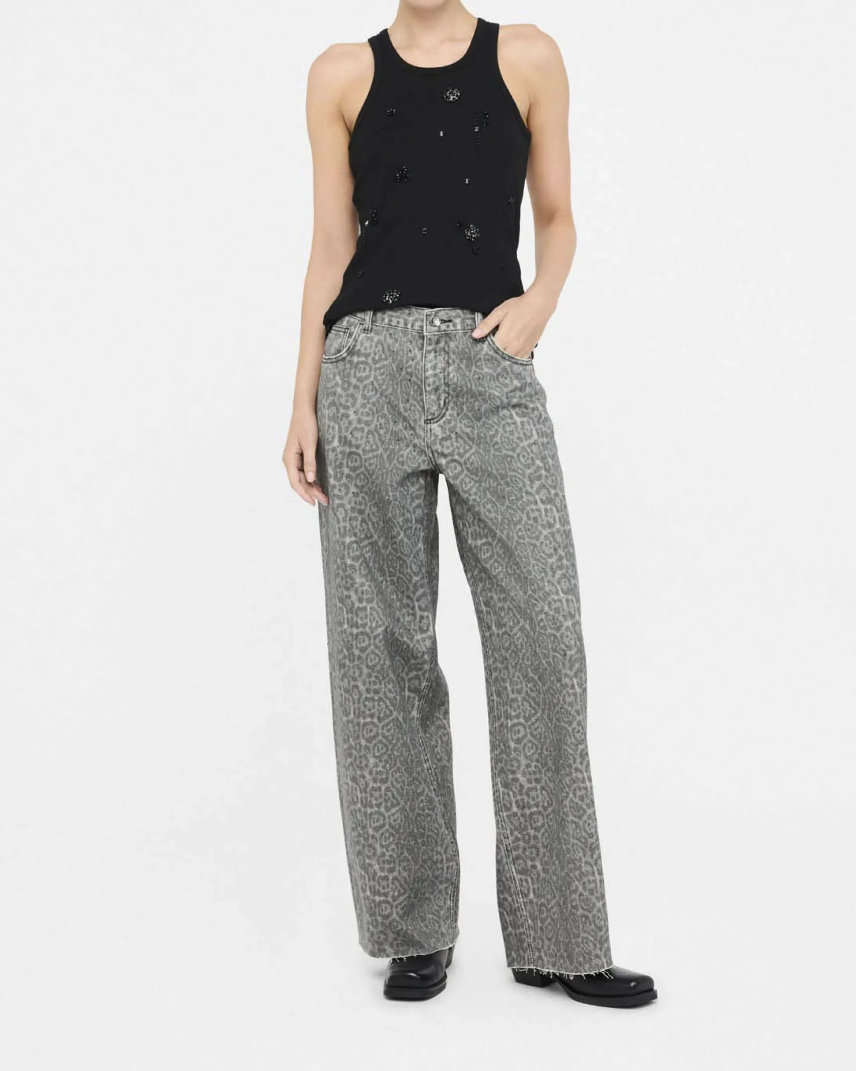 Pantaloni Liu Jo Jeans animalier in cotone con fantasia leopardata