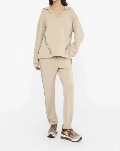 Pantaloni Liu Jo Sport beige in modal con banda laterale in rilievo