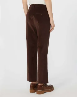 Pantaloni marroni in velluto di cotone 1000 righe Weekend Max Mara flare al fondo