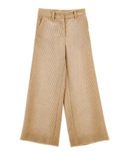 Pantaloni Monnalisa a palazzo in velluto a coste cammello