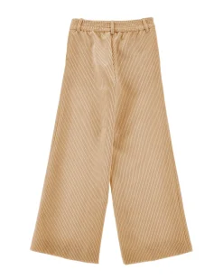 Pantaloni Monnalisa a palazzo in velluto a coste cammello