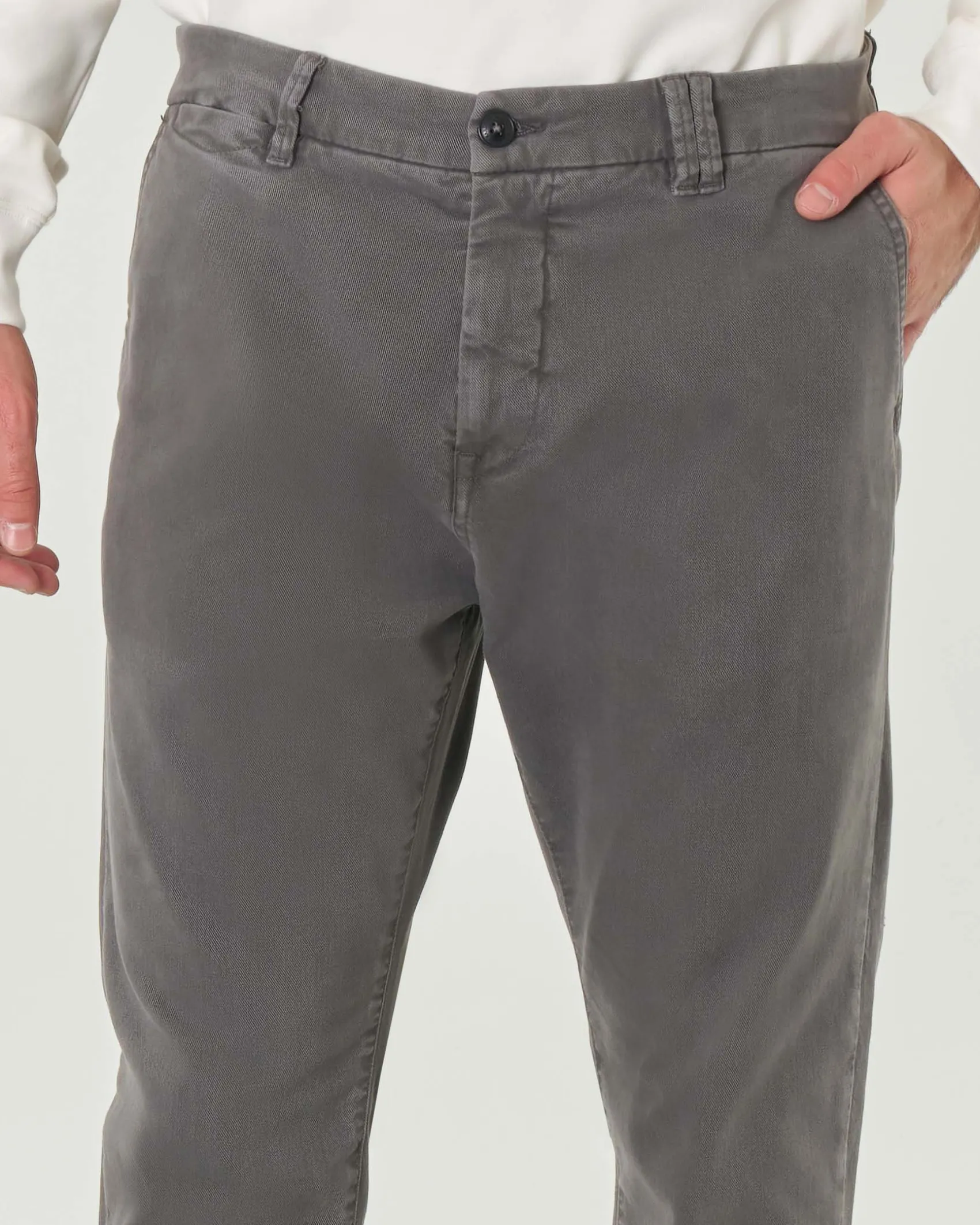 Pantaloni My Stuff chino grigi regular-fit in caldo tessuto di cotone stretch