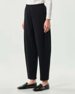 Pantaloni neri a pallocino Jurerê in misto viscosa stretch punto Milano con elastico inserito in vita