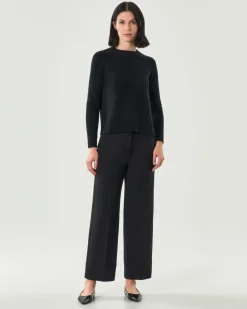Pantaloni neri alla caviglia Emme Marella con risvolto al fondo