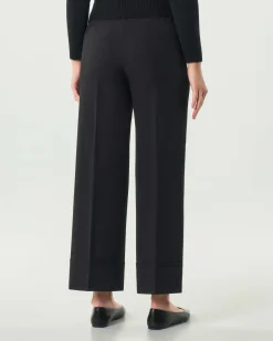 Pantaloni neri alla caviglia Emme Marella con risvolto al fondo