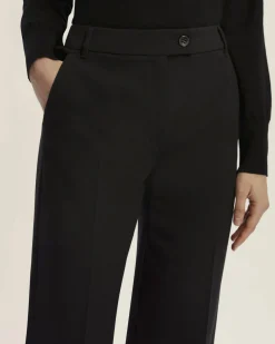 Pantaloni neri Emme Marella in tessuto doppio stretch di misto viscosa dalla linea dritta con risvolto al fondo