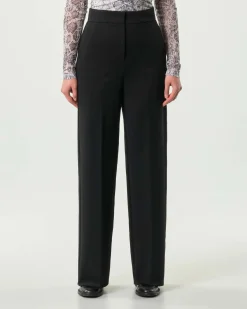 Pantaloni neri palazzo Emme Marella in jersey stretch a vita alta