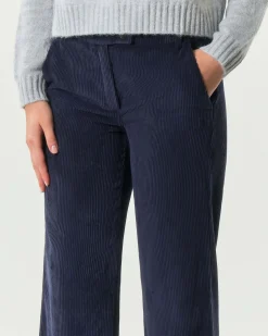 Pantaloni palazzo blu Emme Marella in velluto a righe