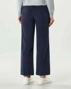 Pantaloni palazzo blu Emme Marella in velluto a righe