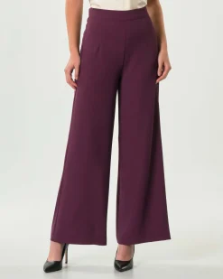 Pantaloni palazzo bordeaux Hlo! in crèpe