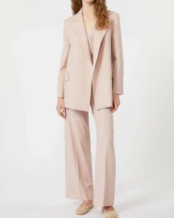 Pantaloni palazzo rosa cipria Weekend Max Mara in pura lana vergine