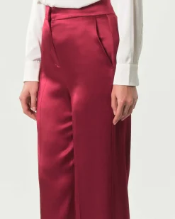 Pantaloni palazzo rossi Emme Marella in raso di viscosa stretch