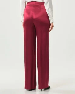 Pantaloni palazzo rossi Emme Marella in raso di viscosa stretch