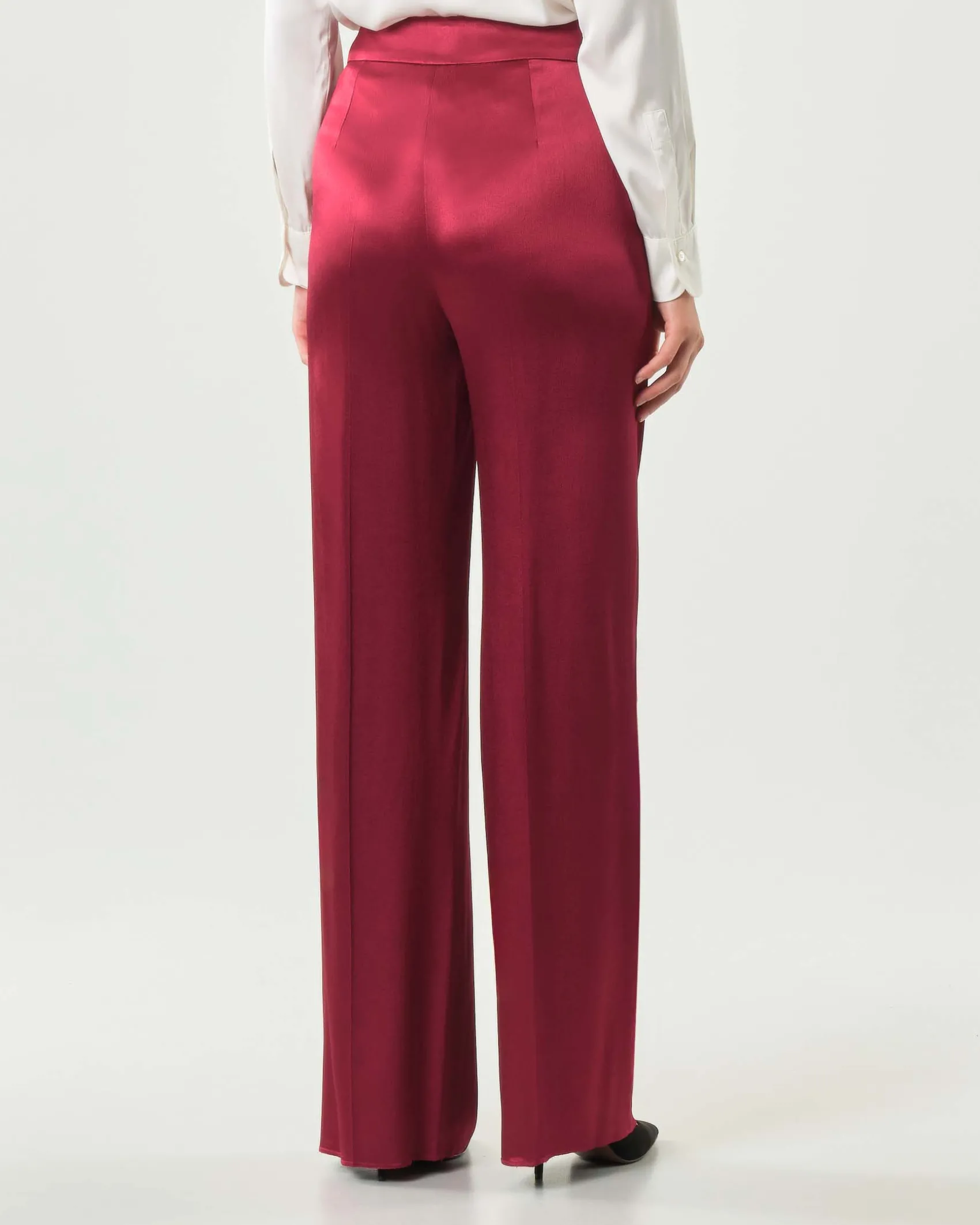Pantaloni palazzo rossi Emme Marella in raso di viscosa stretch
