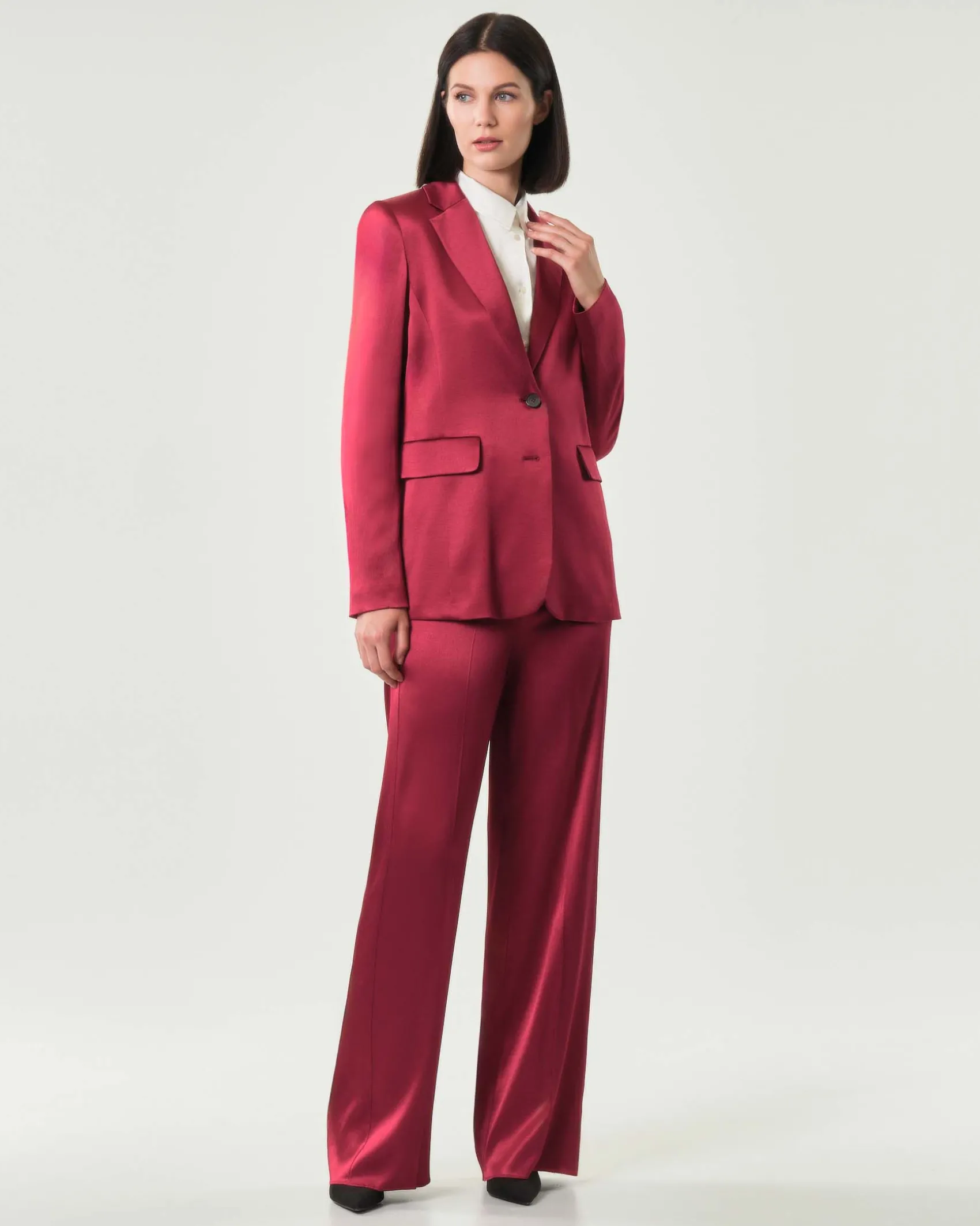 Pantaloni palazzo rossi Emme Marella in raso di viscosa stretch