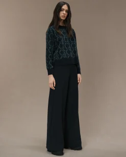 Pantaloni palazzo Winter Livia Wom Pant nero in tessuto tecnico SURFLEX® opaco