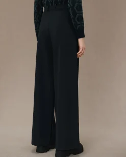 Pantaloni palazzo Winter Livia Wom Pant nero in tessuto tecnico SURFLEX® opaco