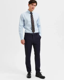 Pantaloni slim blu in tela di misto viscosa stretch