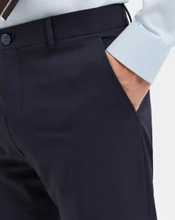 Pantaloni slim blu in tela di misto viscosa stretch
