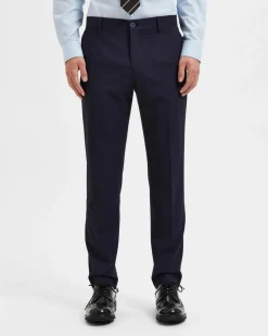 Pantaloni slim blu in tela di misto viscosa stretch