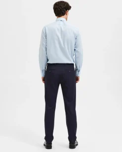 Pantaloni slim blu in tela di misto viscosa stretch
