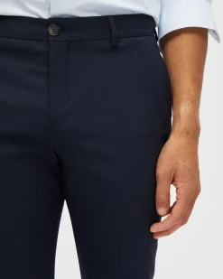 Pantaloni slim Selected Homme blu in tela di misto lana stretch microarmatura