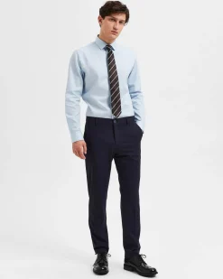 Pantaloni slim Selected Homme blu in tela di misto viscosa stretch