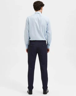Pantaloni slim Selected Homme blu in tela di misto viscosa stretch