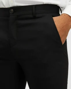 Pantaloni slim Selected Homme neri in tela di misto lana stretch microarmatura