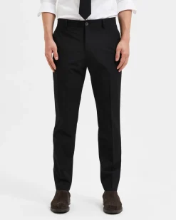 Pantaloni slim Selected Homme neri in tela di misto viscosa stretch