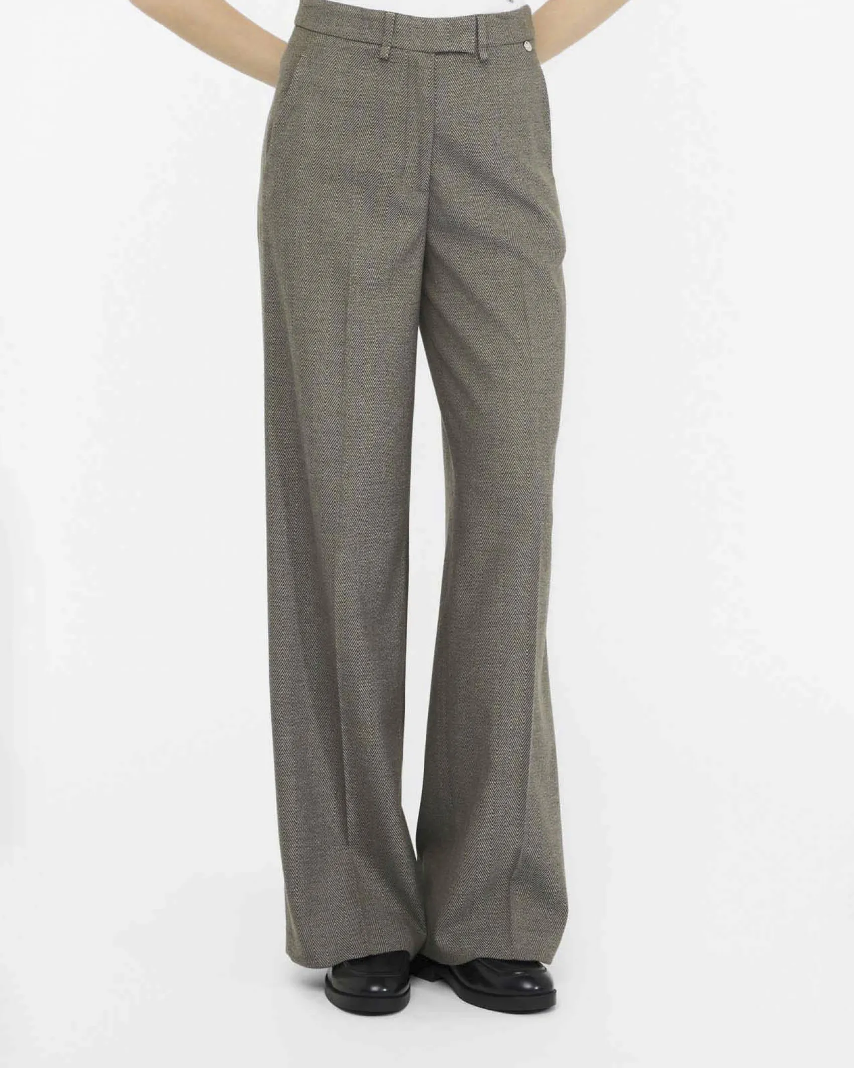 Pantaloni straight Liu Jo misto viscosa motivo chevron