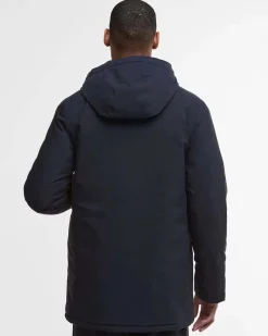 Parka Beaufort Barbour blu in twill di poliestere e cotone cerato