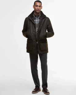 Parka Border Wax Barbour in cotone cerato marrone