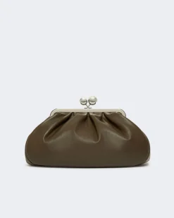 Pasticcino bag misura media Weekend Max Mara in pelle color khaki scuro con doppia tracolla removibile