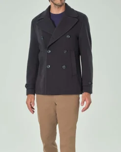 Peacoat Paul Baker blu in panno diagonale
