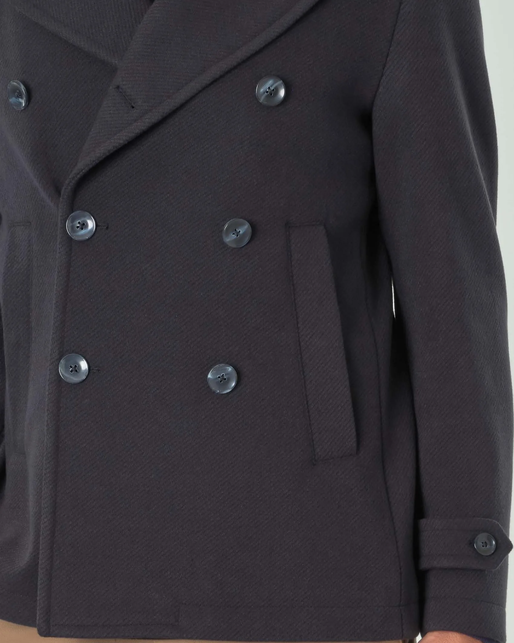 Peacoat Paul Baker blu in panno diagonale