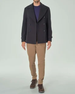 Peacoat Paul Baker blu in panno diagonale