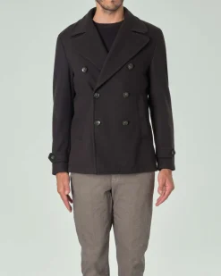 Peacoat Paul Baker nero in panno diagonale