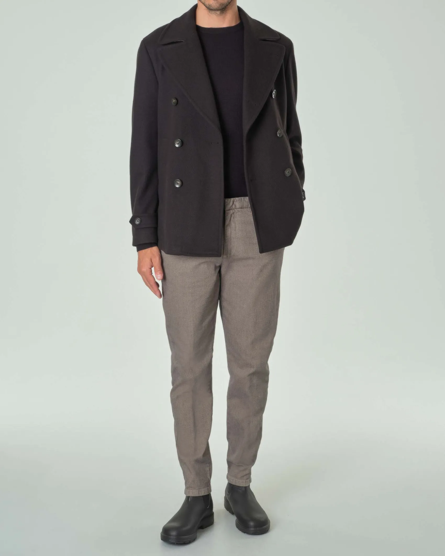Peacoat Paul Baker nero in panno diagonale