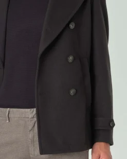 Peacoat Paul Baker nero in panno diagonale